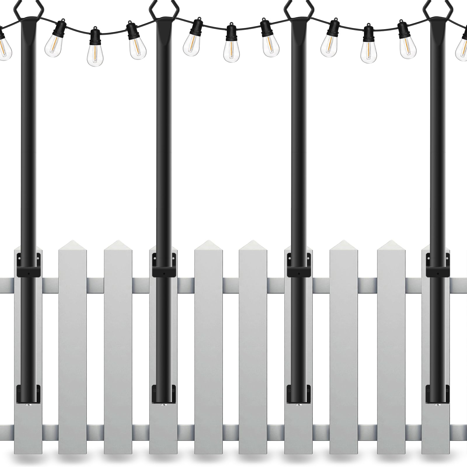 2 Pack String Light Poles,10 Ft Light Poles for Outside String Lights,Outdoor Lights Pole with Fork,Metal Poles Stand for Patio Deck Backyard